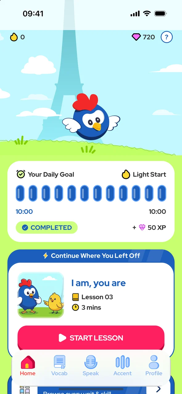 Lessons screen